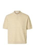 Selected Slhfoam Ss Knit Relaxed Structure Polo Kräm