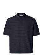Selected Slhfoam Ss Knit Relaxed Structure Polo Marinblå