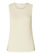 Selected Slfmoon Sus Sl Knit Top B Kräm