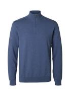 Selected Slhberg Half Zip Cardigan Noos Blå