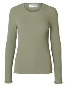 Selected Slfanna Ls Crew Neck Tee S Noos Grön