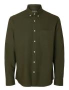 Selected Slhregrick-Ox Shirt Ls Noos Khaki Green