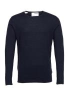 Selected Slhrome Ls Knit Crew Neck Marinblå