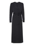 Selected Slfludwika Ls Ankle Satin Dress B Svart