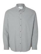 Selected Slhslimowen-Flannel Shirt Ls Noos Grå