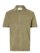 Selected Slhrelax-Terry Ss Zip Polo Ex Grön