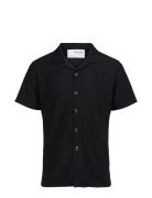 Selected Slhloose-Plisse Resort Ss Shirt Ex Svart