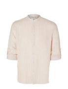 Selected Slhregkylian-Linen Shirt Ls Band Rosa
