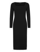 Lauren Ralph Lauren Rib-Knit Long-Sleeve Midi Dress Svart