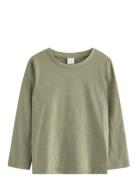 Lindex Top L S Slub Basic Khaki Green