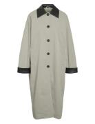 NOISY MAY Nmnora Pu Collar Long Coat Grå