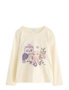 Lindex Top Ls Placement Print Forest Kräm