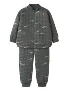 Name It Nmmmoon Quilt Set Aop 1Fo Grå