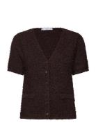 Mango Short-Sleeved Bouclé Cardigan Brun