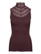 Rosemunde Silk Top W/ Lace Brun
