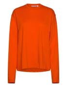 Weekday Long-Sleeved Boxy Cotton T-Shirt Orange