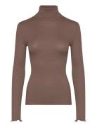 Rosemunde Rwbeatha Silk Ls Rollneck T-Shirt Beige