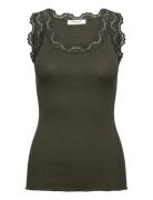 Rosemunde Rwbabette Sl U-Neck Long Lace Top Khaki Green