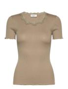 Rosemunde Rwbeatha Ss Regular O-Neck Lace T-S Beige
