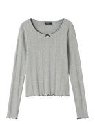 LMTD Nlfnamel Ls Short Deep Neck Top Grå