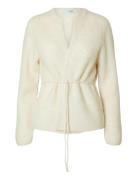 Selected Slfsia Ras Ls Knit Belt Cardigan Vit