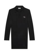 Calvin Klein Jeans Ls Monologo Rib Polo Mini Dress Svart