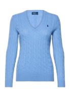 Polo Ralph Lauren Cable-Knit Wool-Cashmere V-Neck Sweater Blå