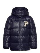 Ralph Lauren Kids Glossed Hooded Down Jacket Marinblå