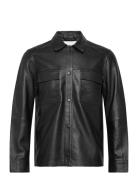 J. Lindeberg Wilden Lamb Leather Overshirt Svart