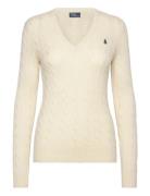 Polo Ralph Lauren Cable-Knit Wool-Cashmere V-Neck Sweater Kräm