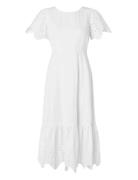 Selected Slfkelli Ss Ankle Broderi Dress B Vit