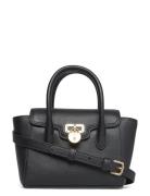 Lauren Ralph Lauren Pebbled Leather Small Tanner Satchel Svart