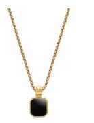 Nialaya Gold Necklace With Square Onyx Pendant Guld