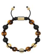 Nialaya Men's Beaded Bracelet With Gold, Cz Diamond, Matte Onyx, And B...