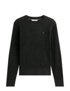 Tommy Hilfiger Co Cable Fine Gg C-Nk Ls Sweater Svart