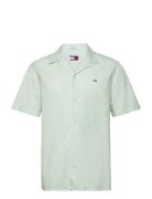Tommy Jeans Tjm Linen Blend Camp Shirt Ext Grön