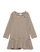 Petit Piao Dress L/S Modal Striped Beige