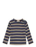 Petit Piao T-Shirt L/S Modal Multi Striped Marinblå