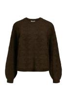 Object Objflora Re L/S Knit Pullover Noos Brun