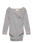 Petit Piao Ppdian Body L/S Fold Over Stripe Nb Marinblå