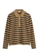 GANT Reg Breton Striped Ls Pique Polo Brun
