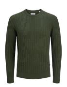 Jack & J S Jjeemil Knit Cable Crew Neck Noos Grön