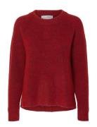 Selected Slflulu Ls Knit O-Neck Noos Röd