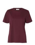 Selected Slfmyessential Ss O-Neck Tee Noos Burgundy