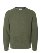 Selected Slhross Ls Knit Structure Crew Neck Noos Grön
