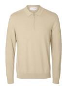 Selected Slhberg Ls Half Zip Polo Noos Kräm