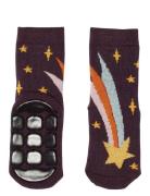 Melton Shooting Star Sock - Anti-Slip Lila