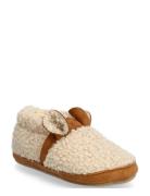 Melton Fuzzy Teddy Slippers Beige