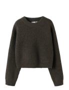 Name It Nkfholly Ls Boxy Short Knit Noos Brun