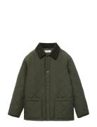 Mango Quilted Anorak With Shirt Collar Khaki Green